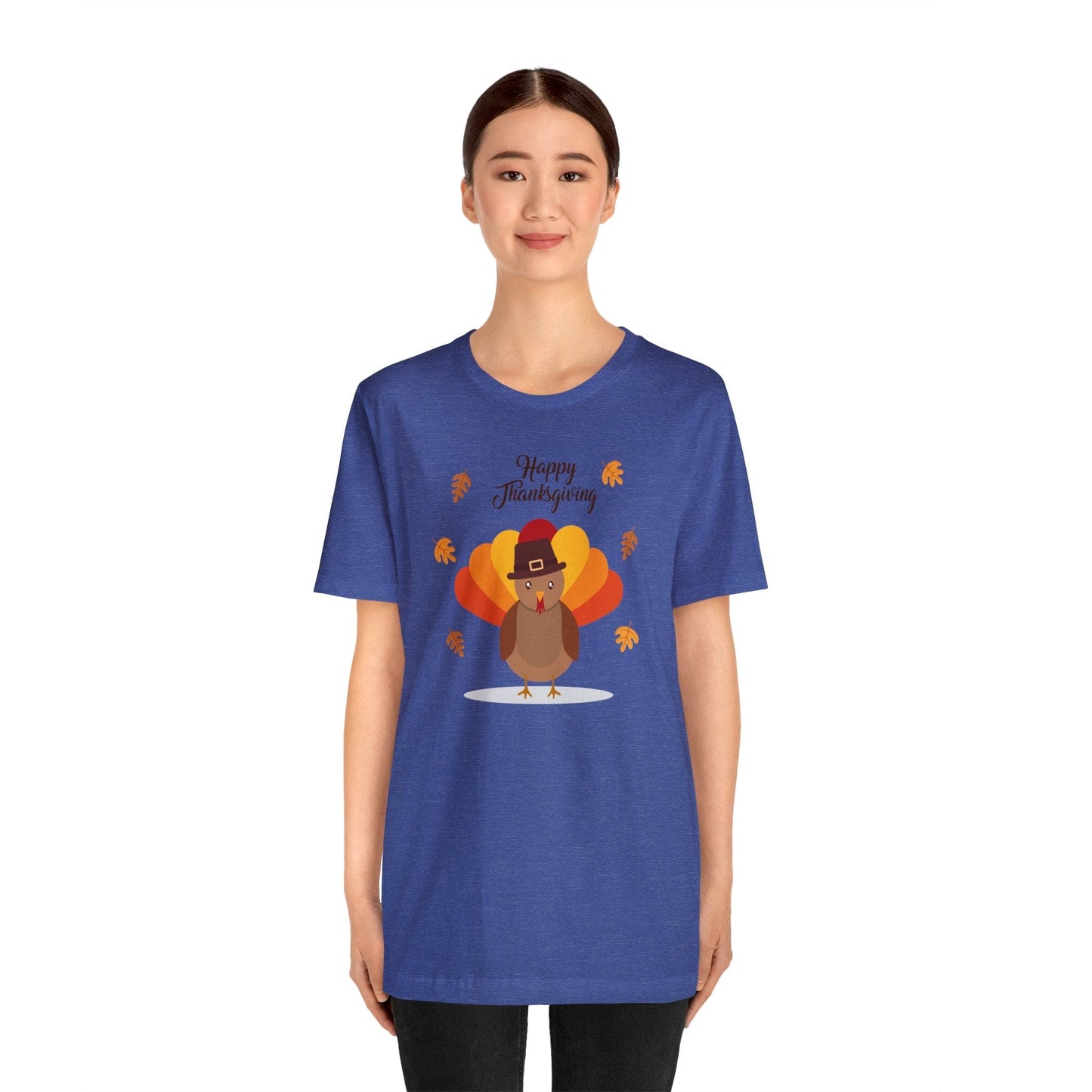 Happy Thanksgiving: “Happy Thanksgiving” w/Cheerful Turkey Design T-Shirt