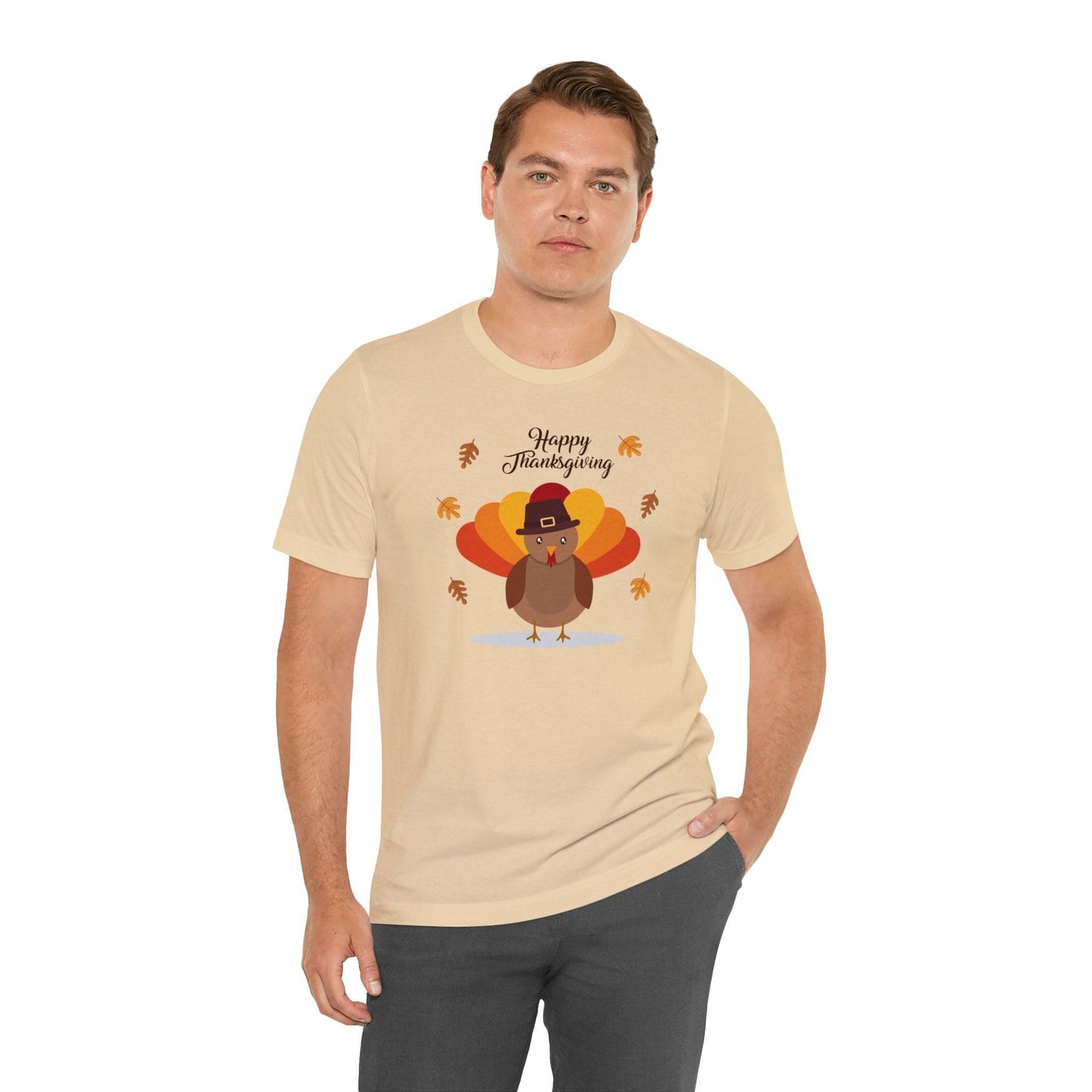 Happy Thanksgiving: “Happy Thanksgiving” w/Cheerful Turkey Design T-Shirt