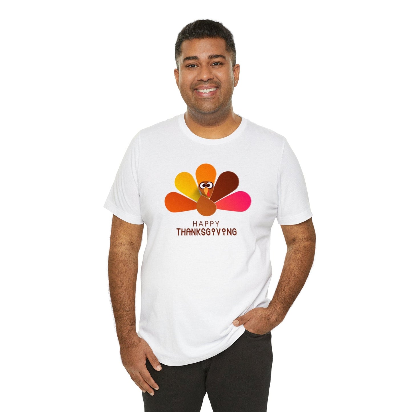 Happy Thanksgiving: “Happy Thanksgiving” Peacock-Style Turkey T-Shirt