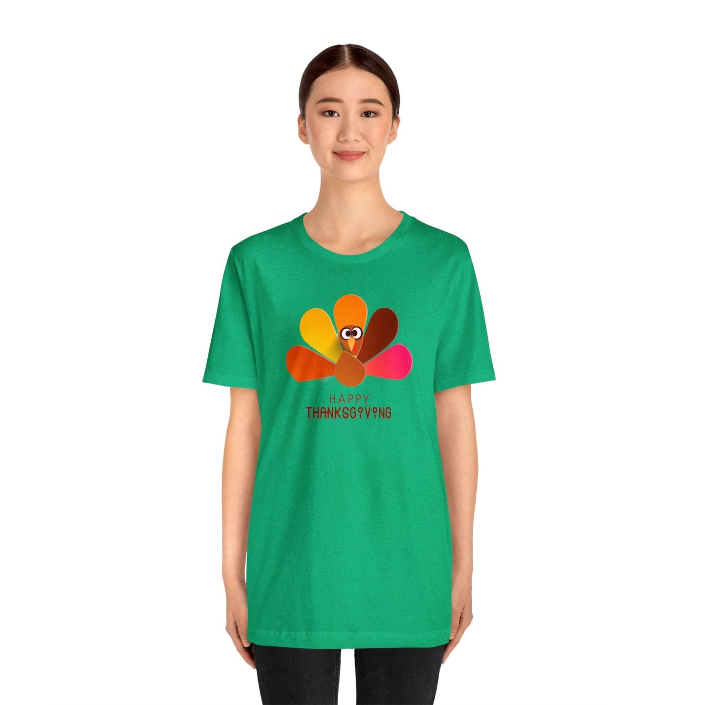 Happy Thanksgiving: “Happy Thanksgiving” Peacock-Style Turkey T-Shirt