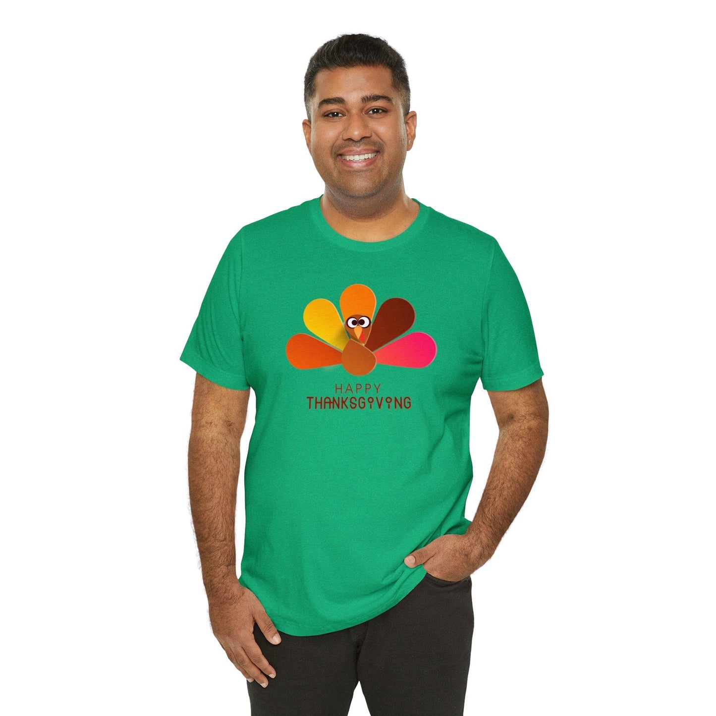 Happy Thanksgiving: “Happy Thanksgiving” Peacock-Style Turkey T-Shirt