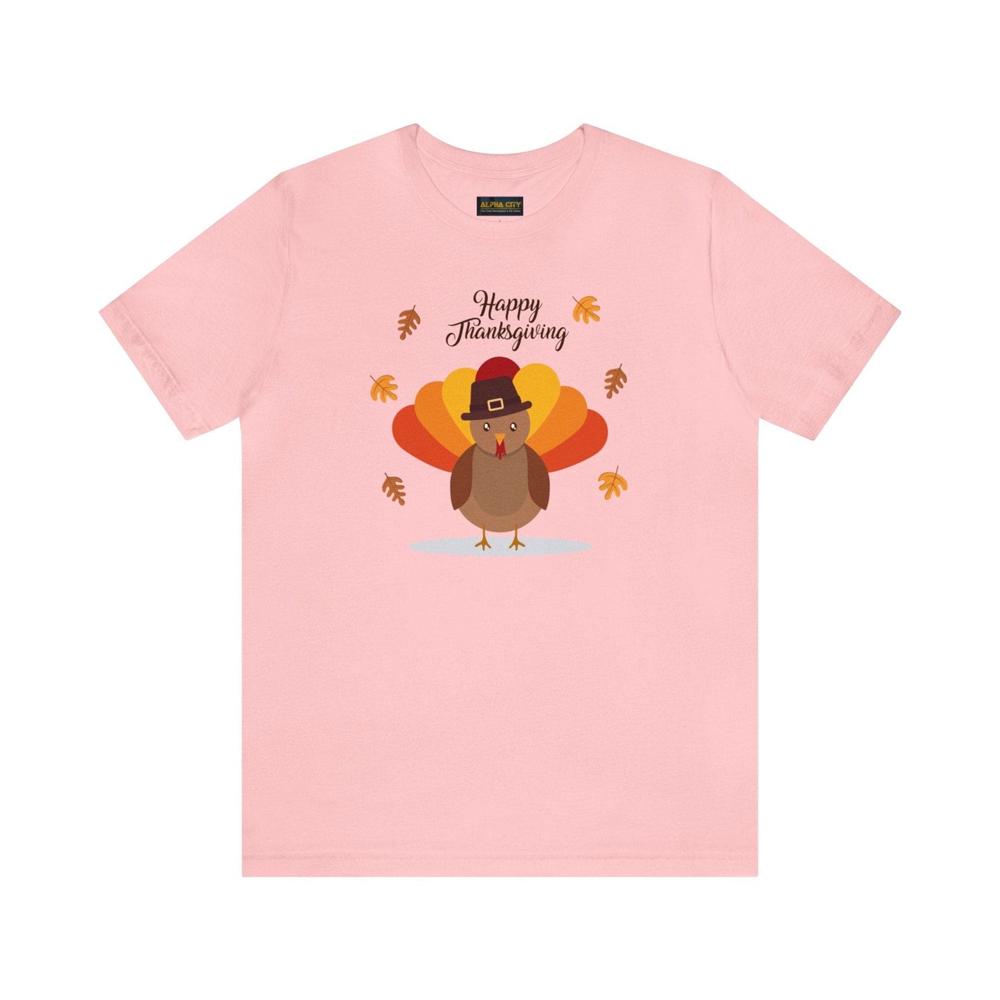 Happy Thanksgiving: “Happy Thanksgiving” w/Cheerful Turkey Design T-Shirt