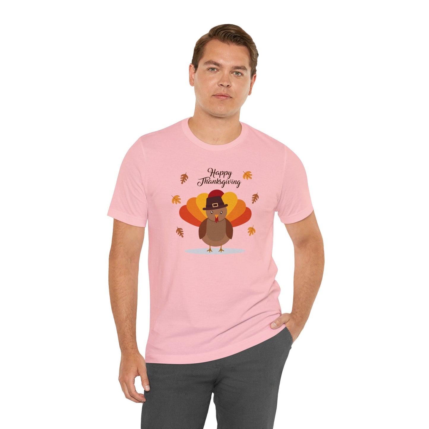 Happy Thanksgiving: “Happy Thanksgiving” w/Cheerful Turkey Design T-Shirt