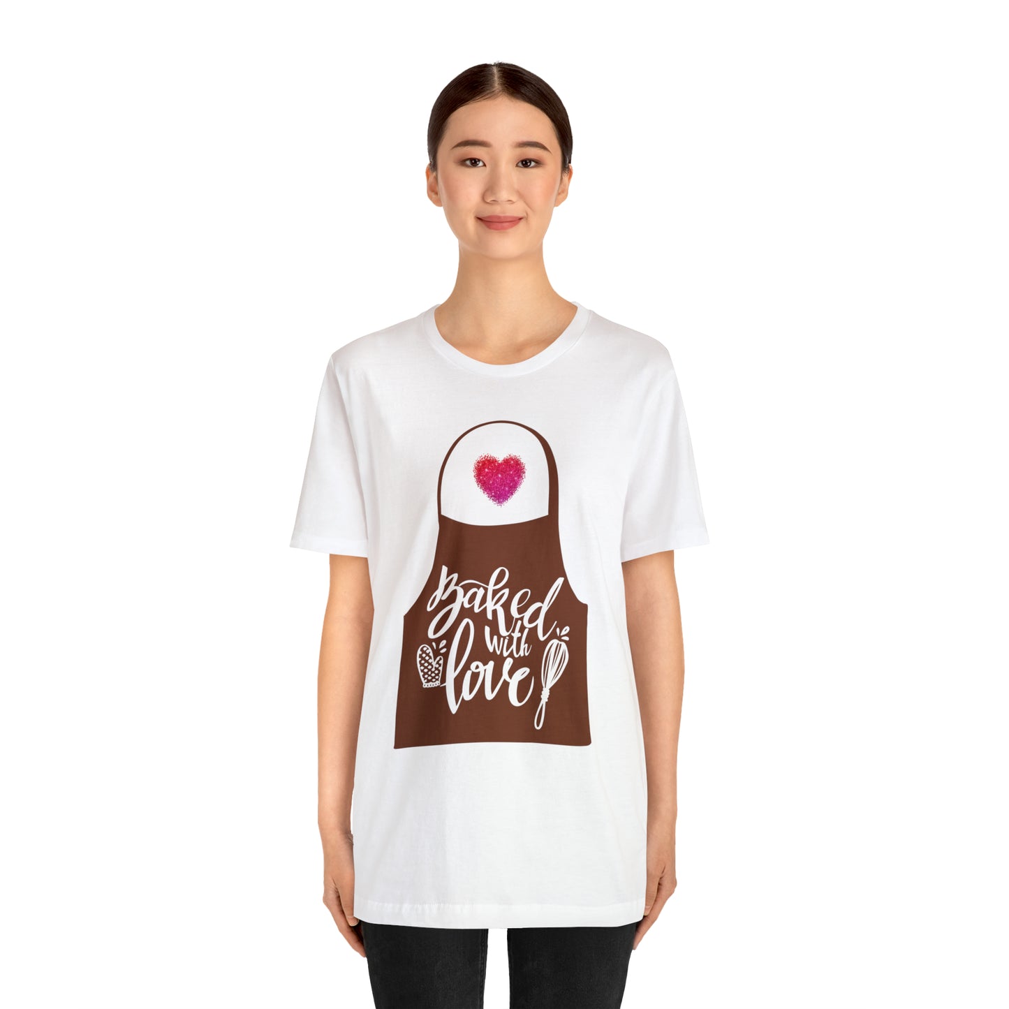“Baked With Love” Apron image - Bella + Canvas 3001 Unisex Jersey Short Sleeve Tee
