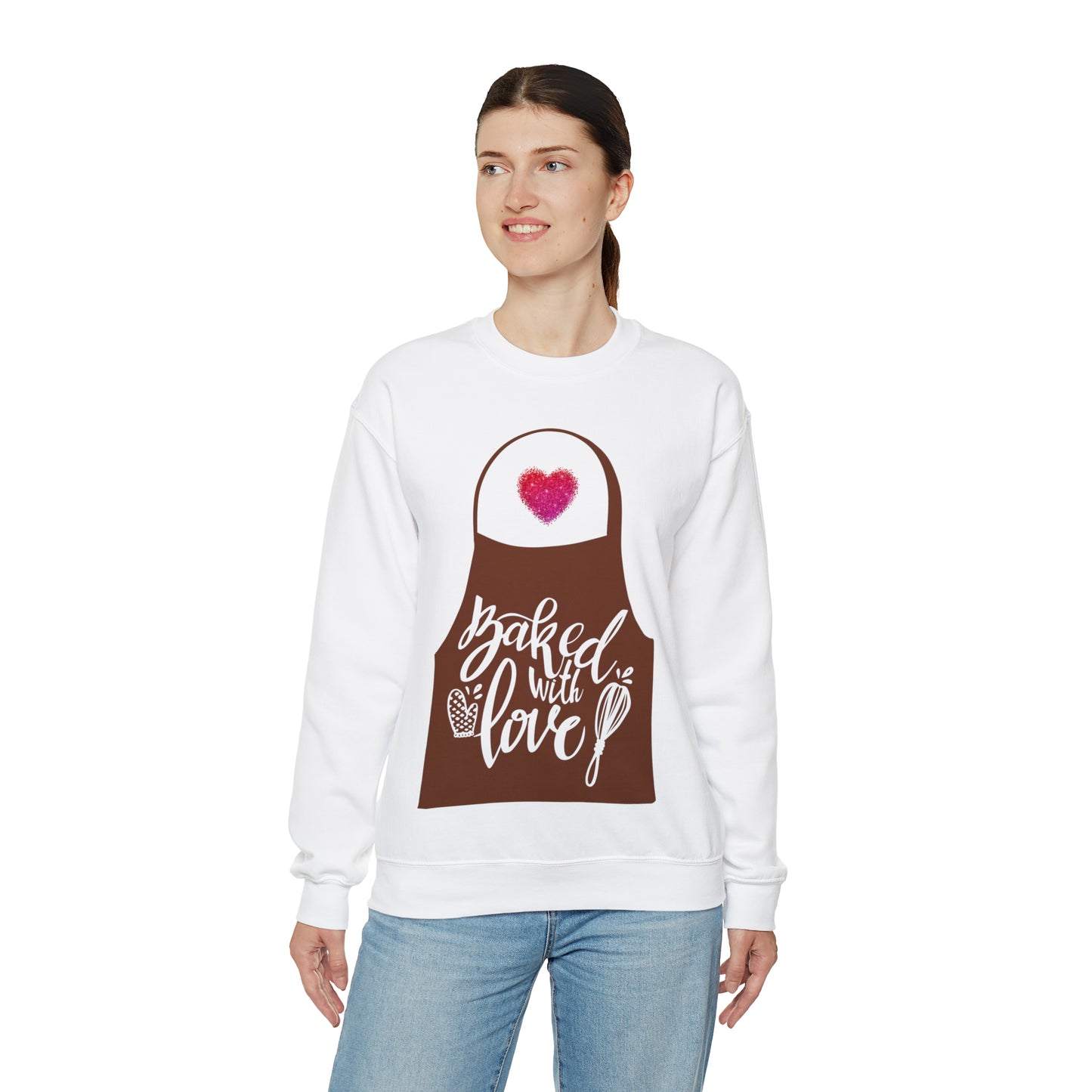 “Baked With Love” Apron image - Gildan 18000 Unisex Heavy Blend™ Crewneck Sweatshirt