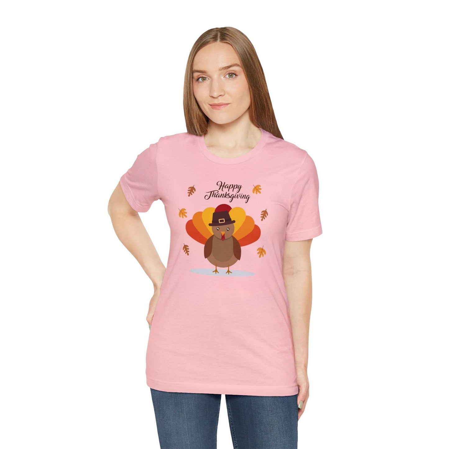 Happy Thanksgiving: “Happy Thanksgiving” w/Cheerful Turkey Design T-Shirt