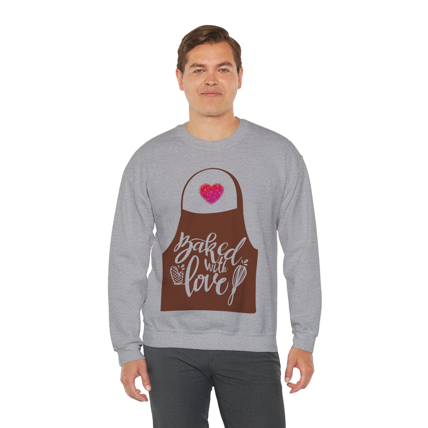 “Baked With Love” Apron image - Gildan 18000 Unisex Heavy Blend™ Crewneck Sweatshirt