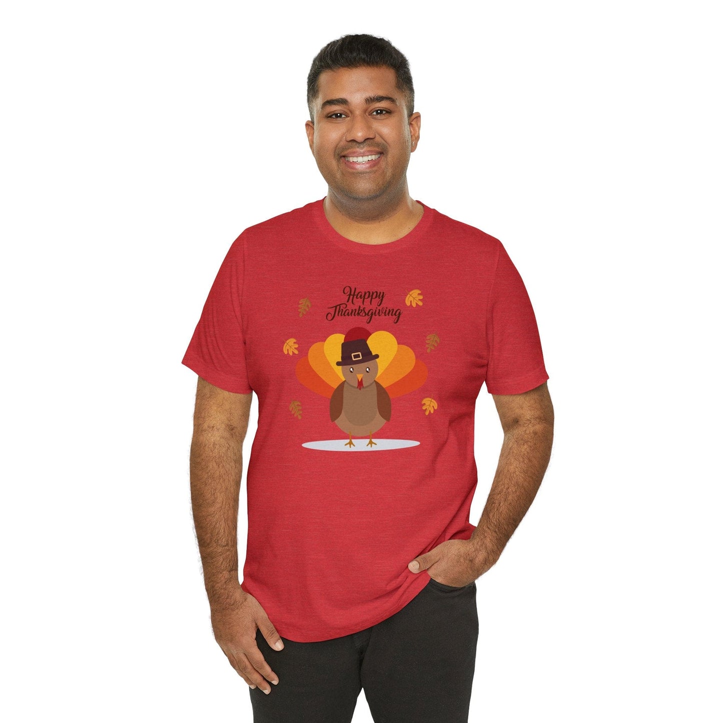 Happy Thanksgiving: “Happy Thanksgiving” w/Cheerful Turkey Design T-Shirt