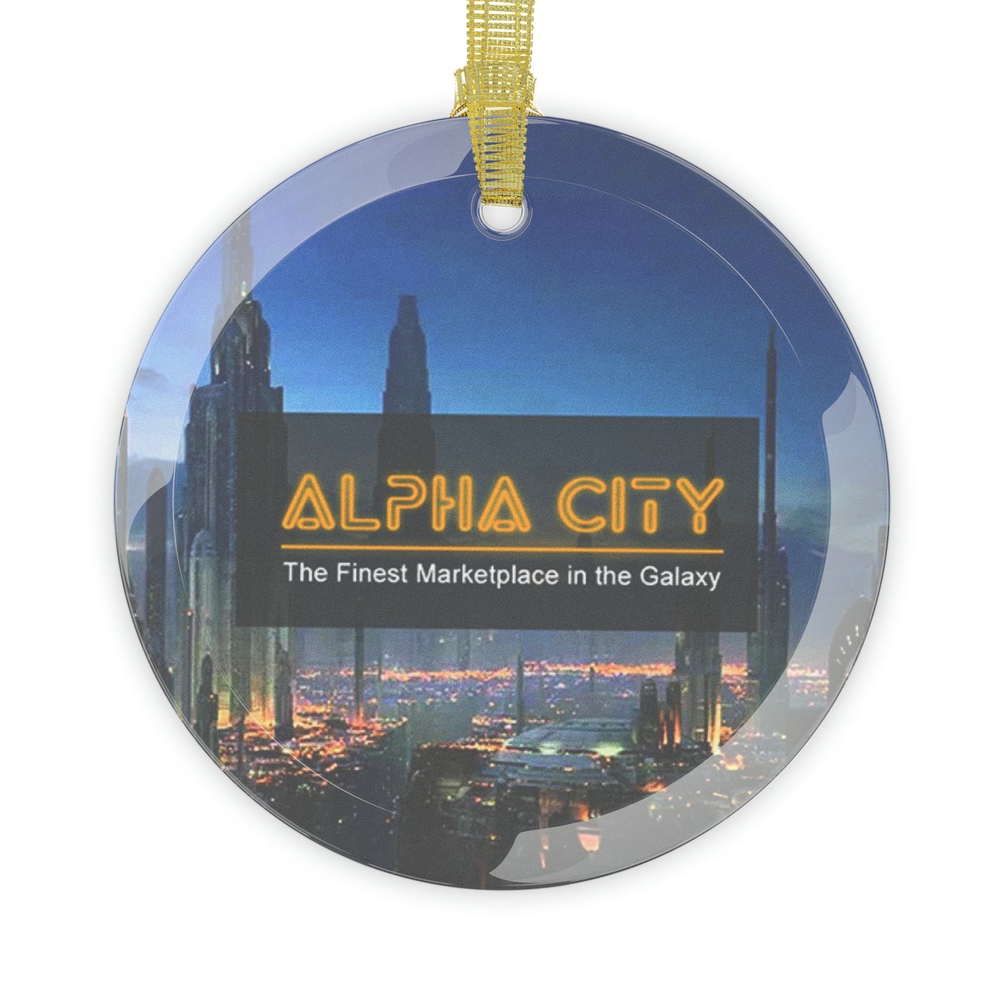 Alpha City Marketplace Glass Ornament