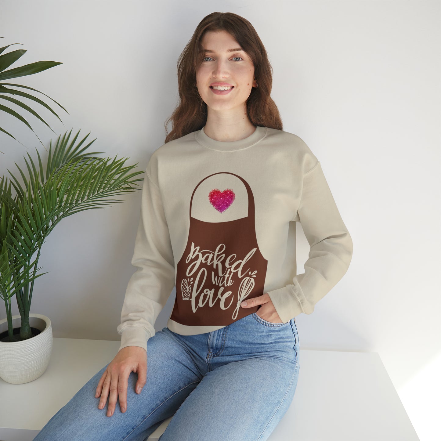 “Baked With Love” Apron image - Gildan 18000 Unisex Heavy Blend™ Crewneck Sweatshirt