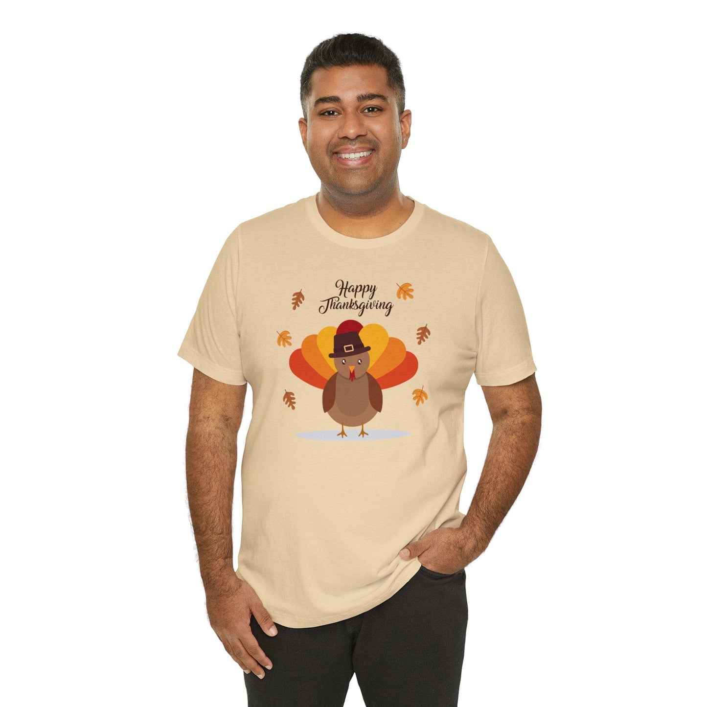 Happy Thanksgiving: “Happy Thanksgiving” w/Cheerful Turkey Design T-Shirt