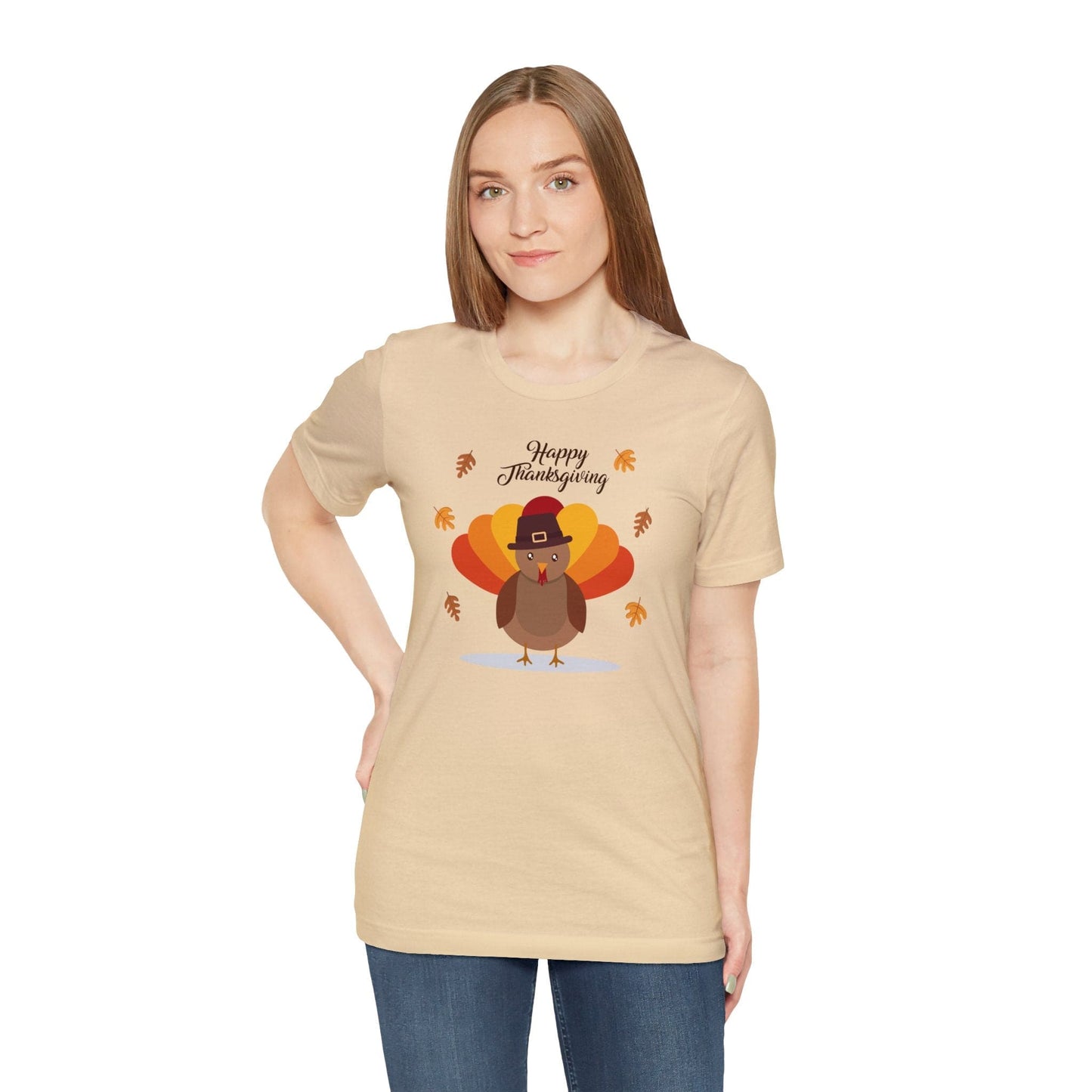 Happy Thanksgiving: “Happy Thanksgiving” w/Cheerful Turkey Design T-Shirt