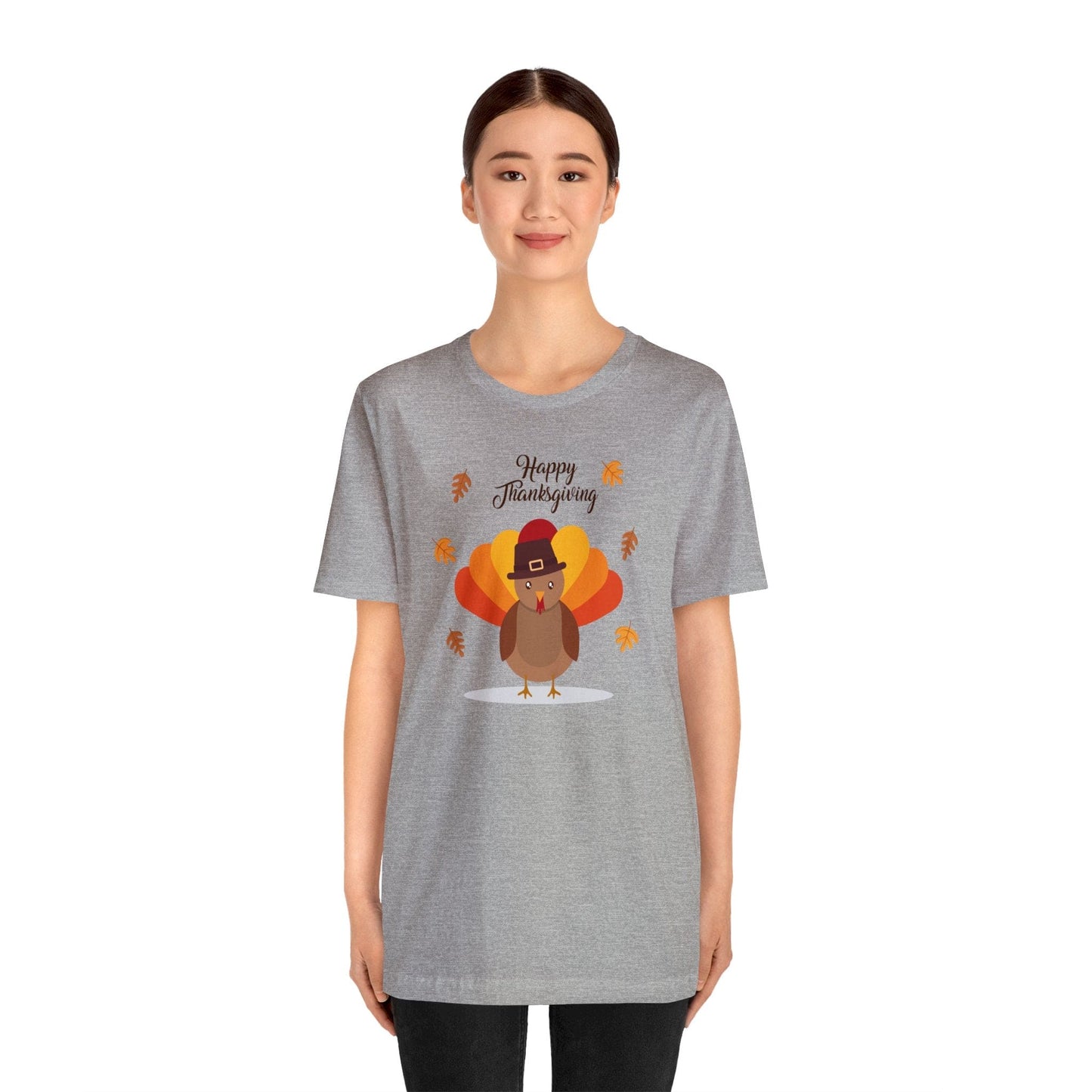 Happy Thanksgiving: “Happy Thanksgiving” w/Cheerful Turkey Design T-Shirt
