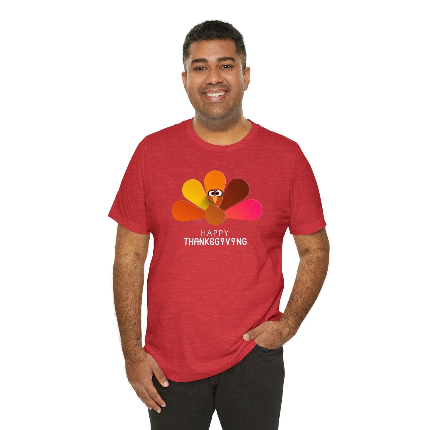 Happy Thanksgiving: “Happy Thanksgiving” Peacock-Style Turkey T-Shirt