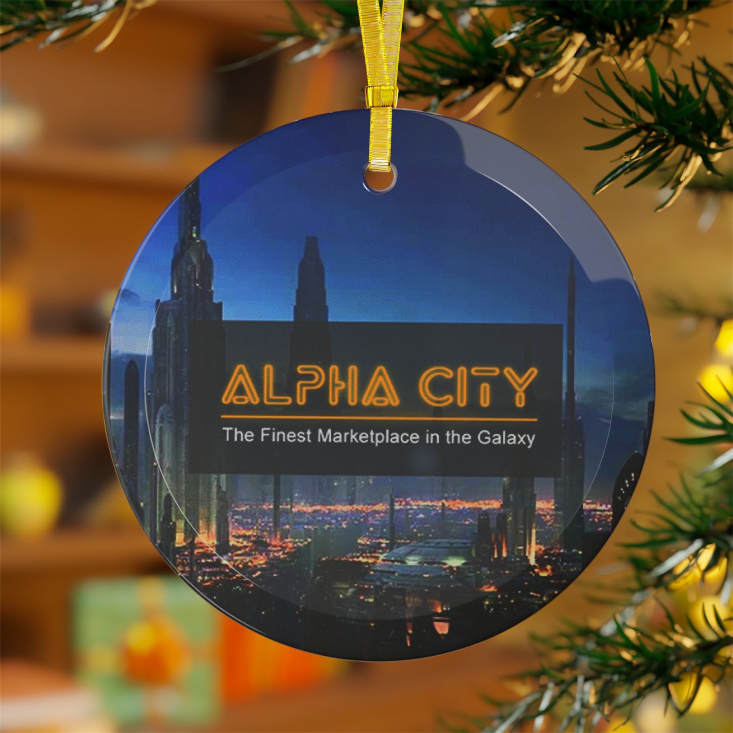 Alpha City Marketplace Glass Ornament