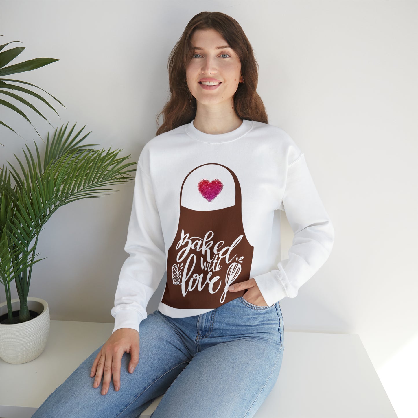 “Baked With Love” Apron image - Gildan 18000 Unisex Heavy Blend™ Crewneck Sweatshirt