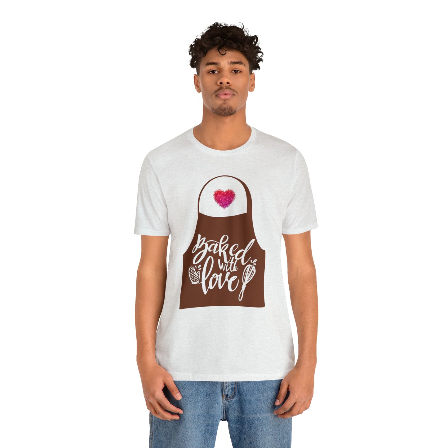 “Baked With Love” Apron image - Bella + Canvas 3001 Unisex Jersey Short Sleeve Tee