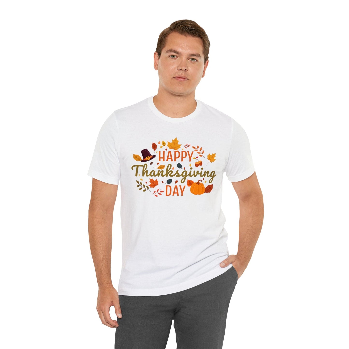 Happy Thanksgiving: “Happy Thanksgiving Day” w/Potpourri Design T-Shirt