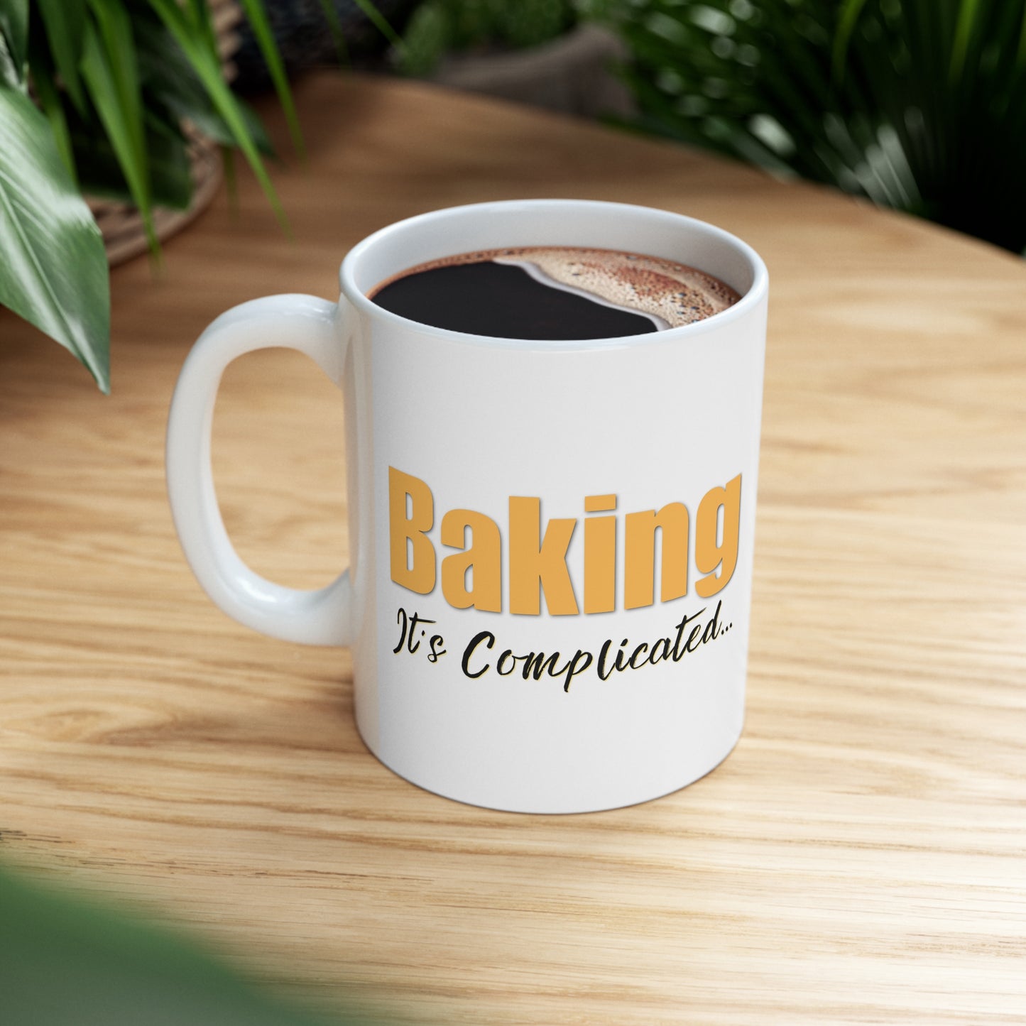 “Baking: It's Complicated...” Glossy White Ceramic Mug 11oz