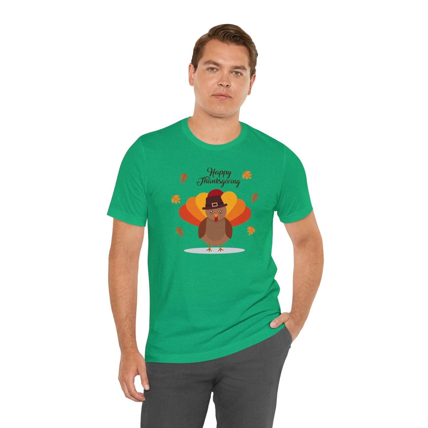 Happy Thanksgiving: “Happy Thanksgiving” w/Cheerful Turkey Design T-Shirt