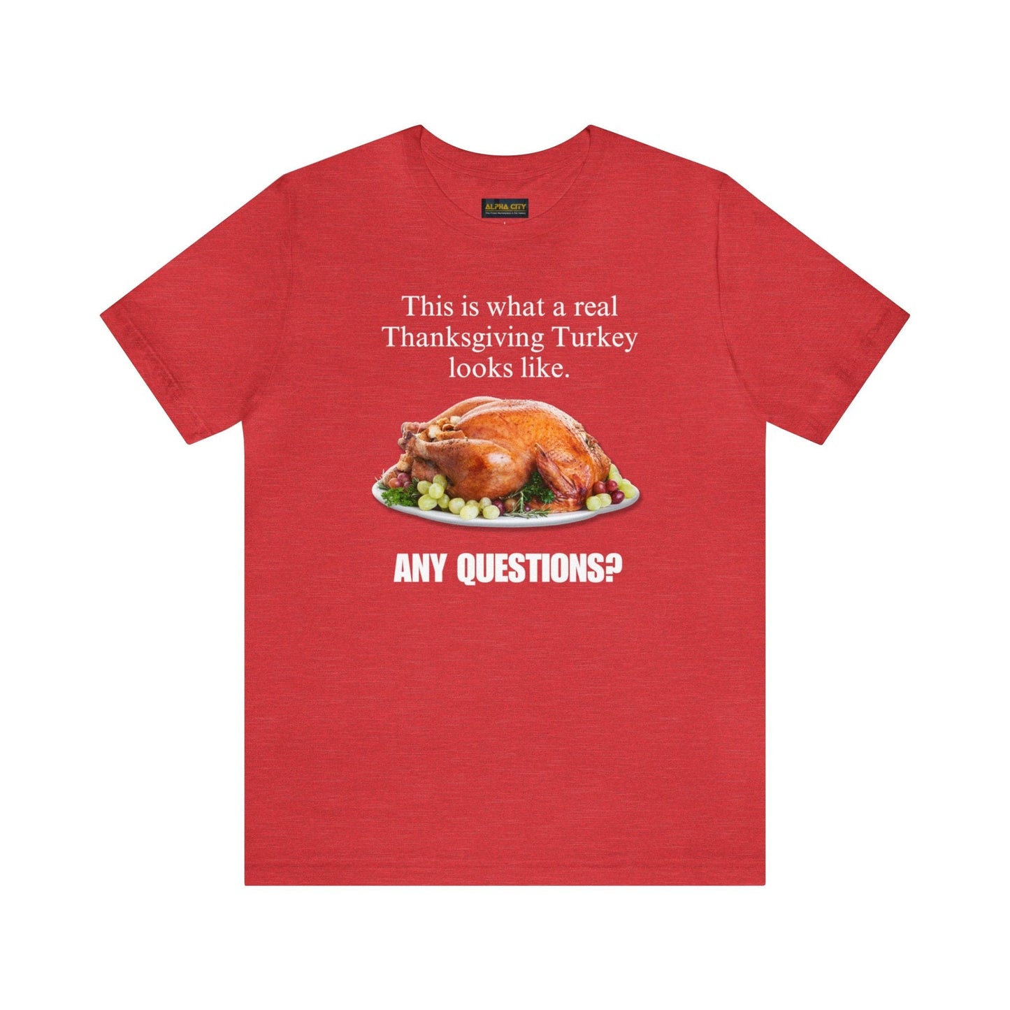 Snarky Thanksgiving: "This is what a real Thanksgiving Turkey looks like. Any questions?" T-Shirt