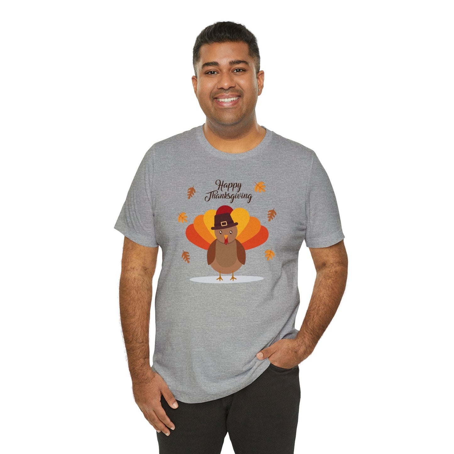 Happy Thanksgiving: “Happy Thanksgiving” w/Cheerful Turkey Design T-Shirt