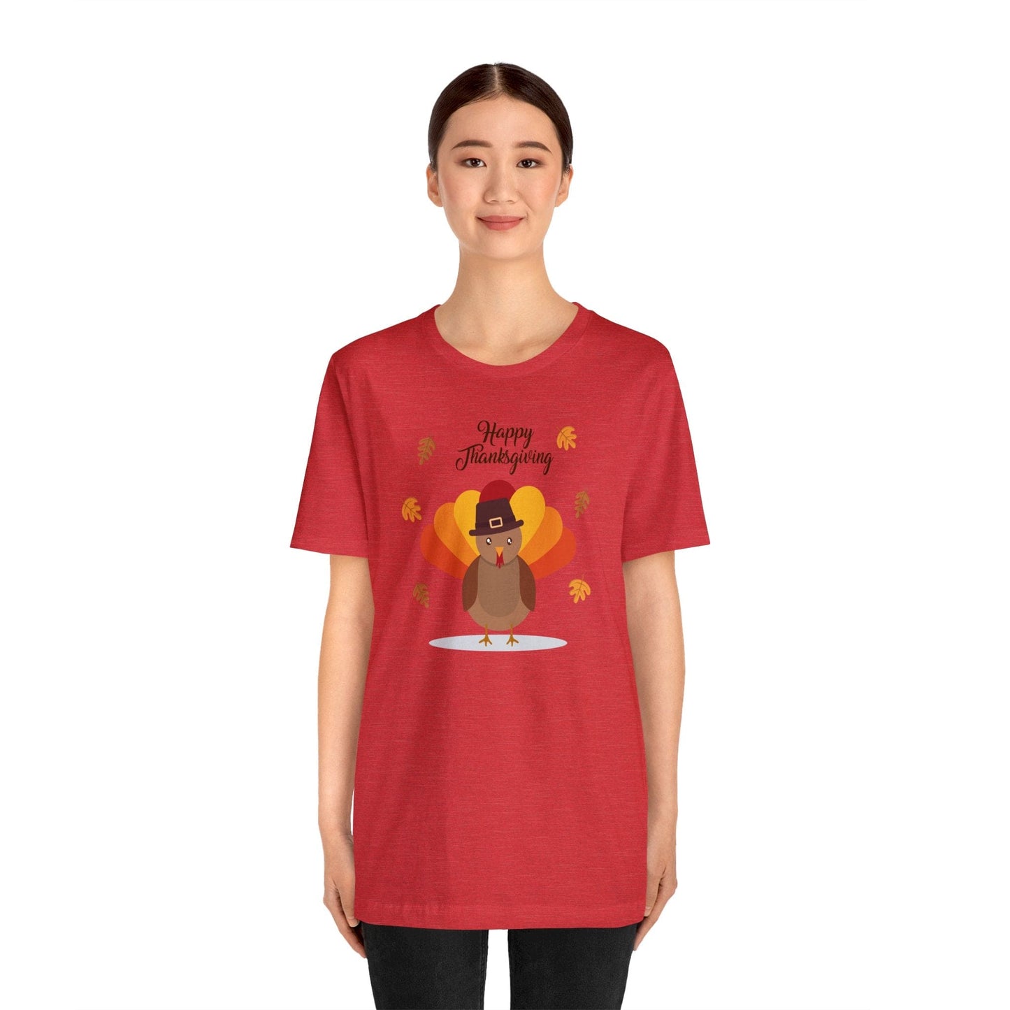Happy Thanksgiving: “Happy Thanksgiving” w/Cheerful Turkey Design T-Shirt