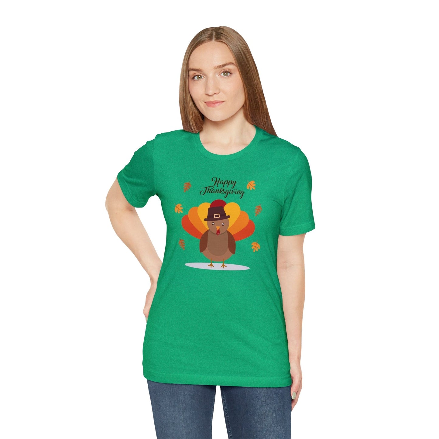 Happy Thanksgiving: “Happy Thanksgiving” w/Cheerful Turkey Design T-Shirt