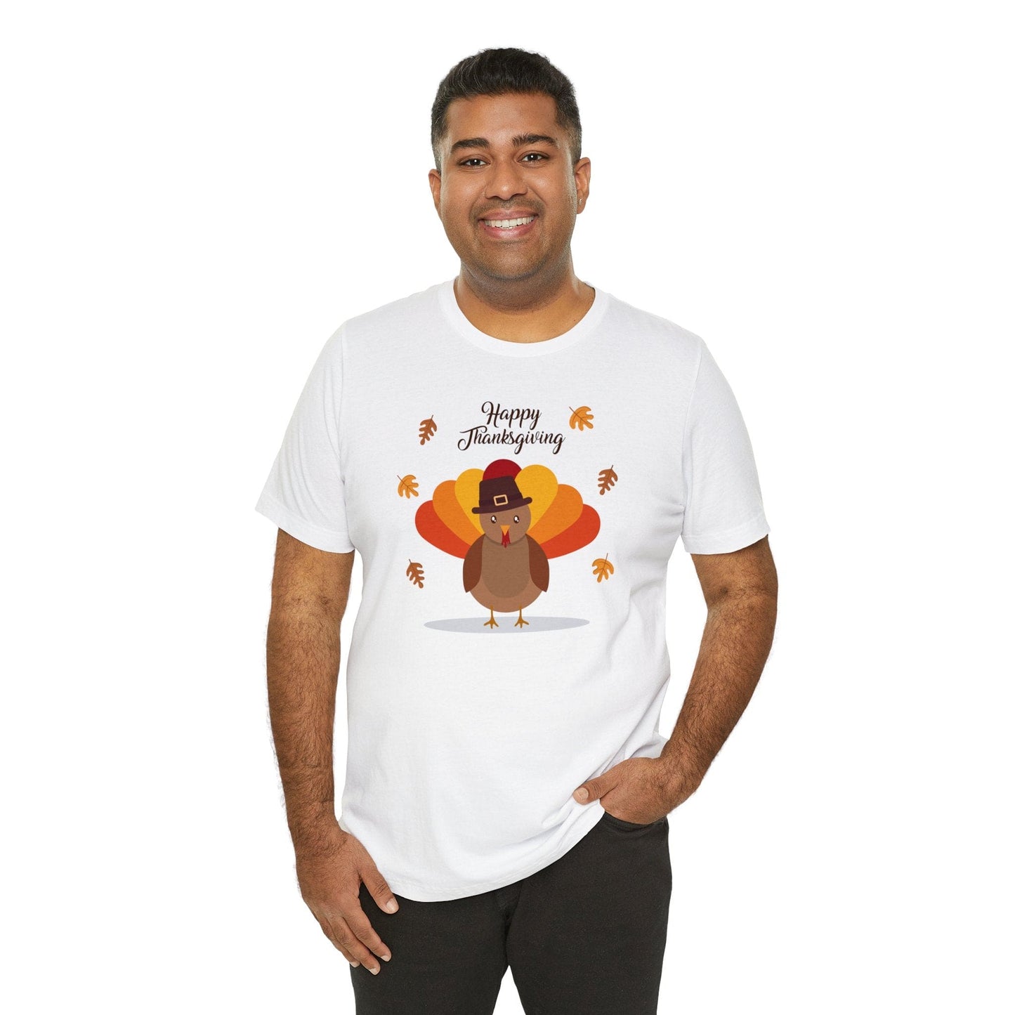 Happy Thanksgiving: “Happy Thanksgiving” w/Cheerful Turkey Design T-Shirt