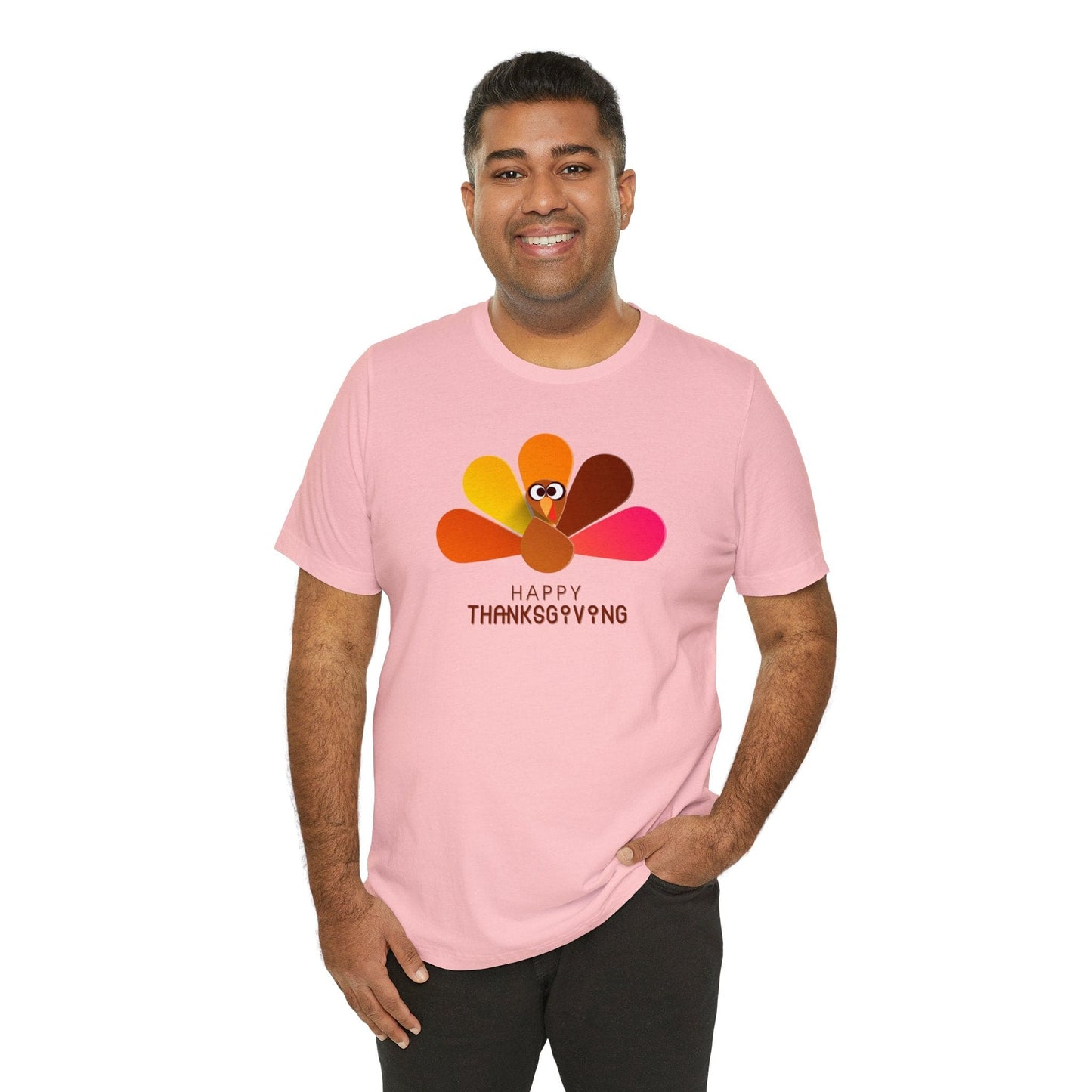Happy Thanksgiving: “Happy Thanksgiving” Peacock-Style Turkey T-Shirt