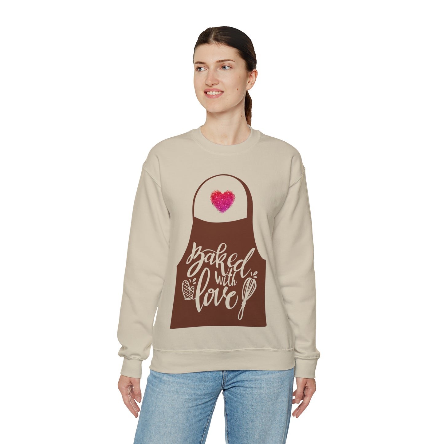 “Baked With Love” Apron image - Gildan 18000 Unisex Heavy Blend™ Crewneck Sweatshirt