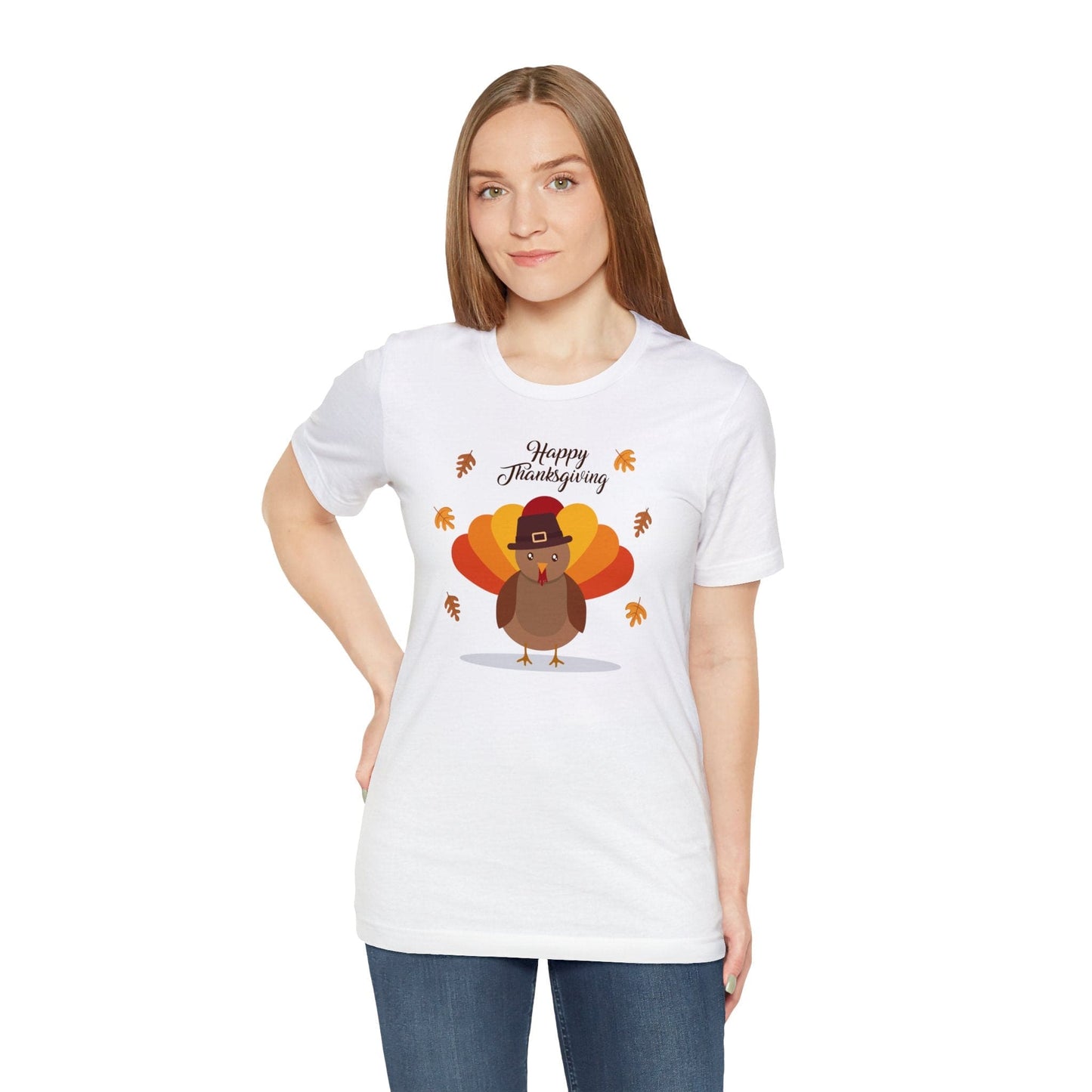 Happy Thanksgiving: “Happy Thanksgiving” w/Cheerful Turkey Design T-Shirt