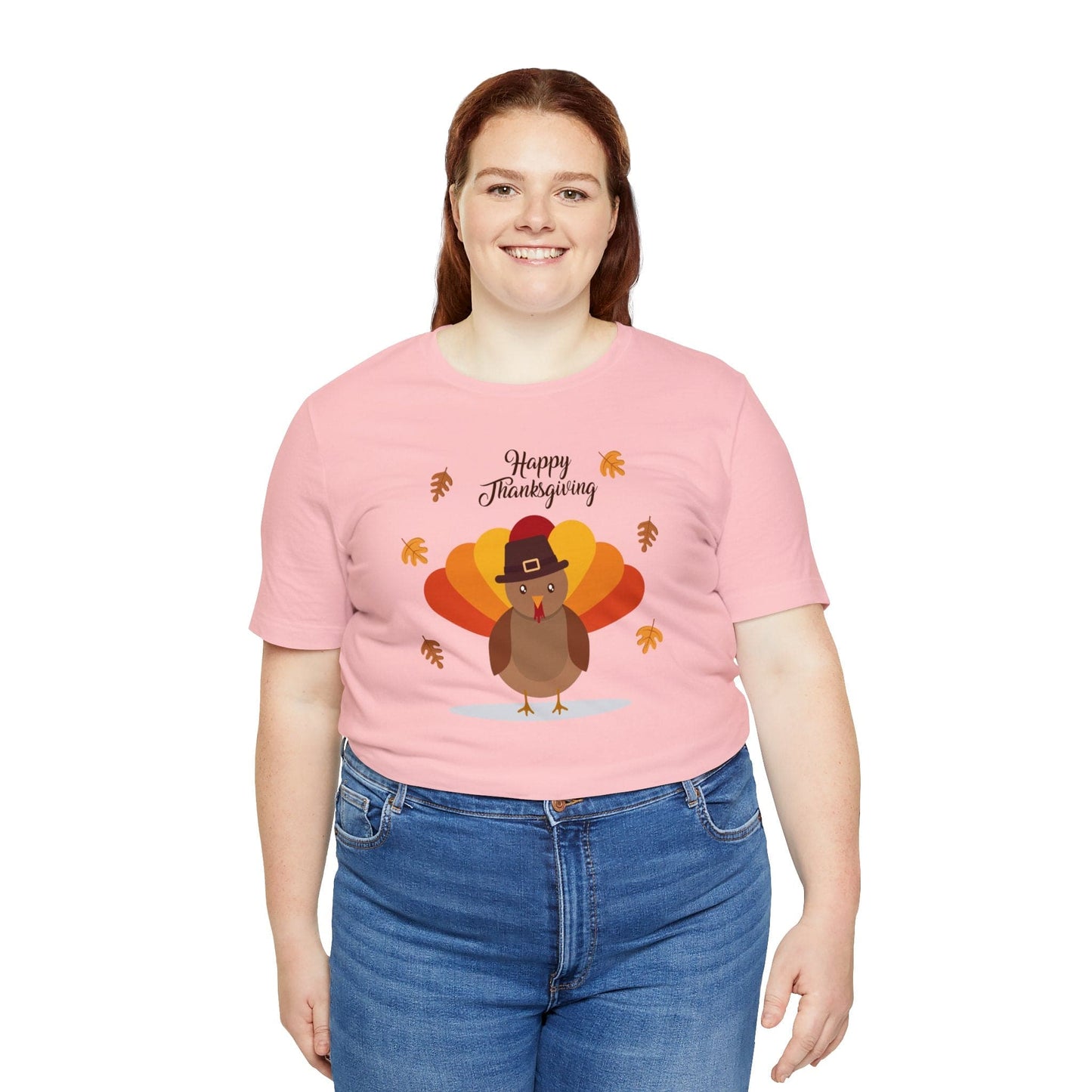 Happy Thanksgiving: “Happy Thanksgiving” w/Cheerful Turkey Design T-Shirt
