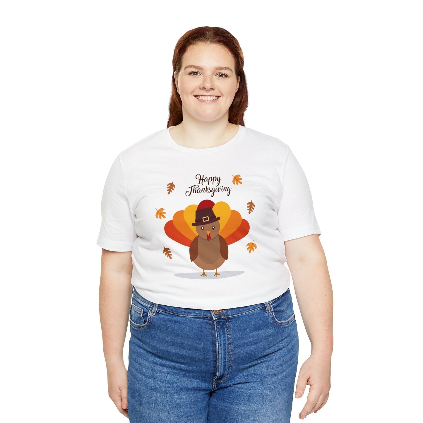Happy Thanksgiving: “Happy Thanksgiving” w/Cheerful Turkey Design T-Shirt