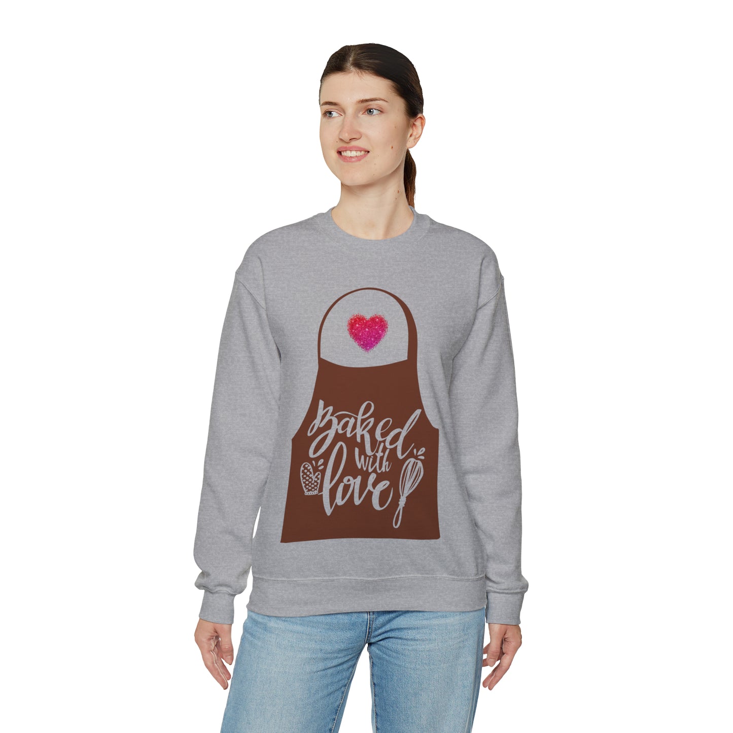 “Baked With Love” Apron image - Gildan 18000 Unisex Heavy Blend™ Crewneck Sweatshirt