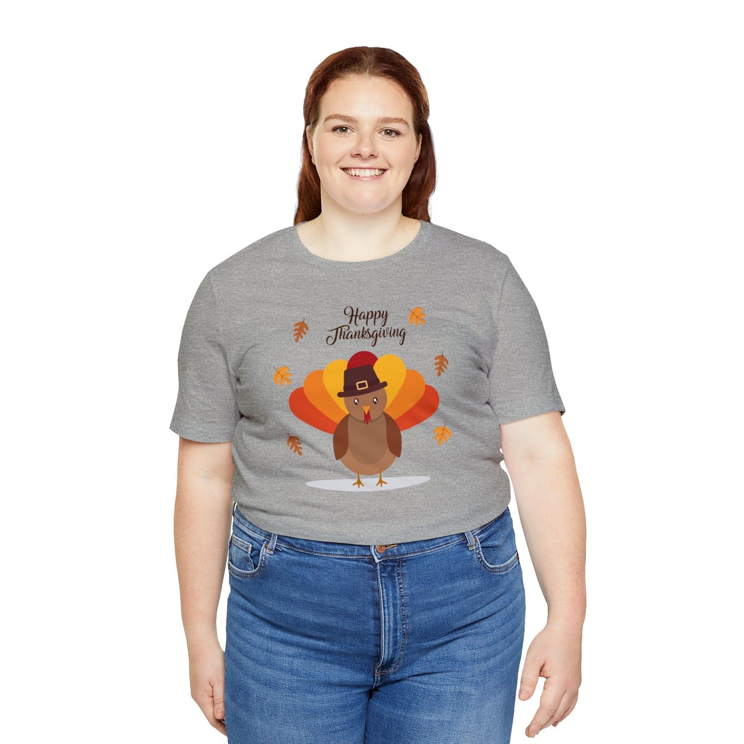 Happy Thanksgiving: “Happy Thanksgiving” w/Cheerful Turkey Design T-Shirt