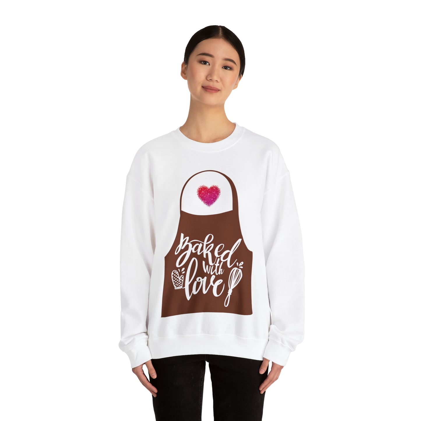 “Baked With Love” Apron image - Gildan 18000 Unisex Heavy Blend™ Crewneck Sweatshirt