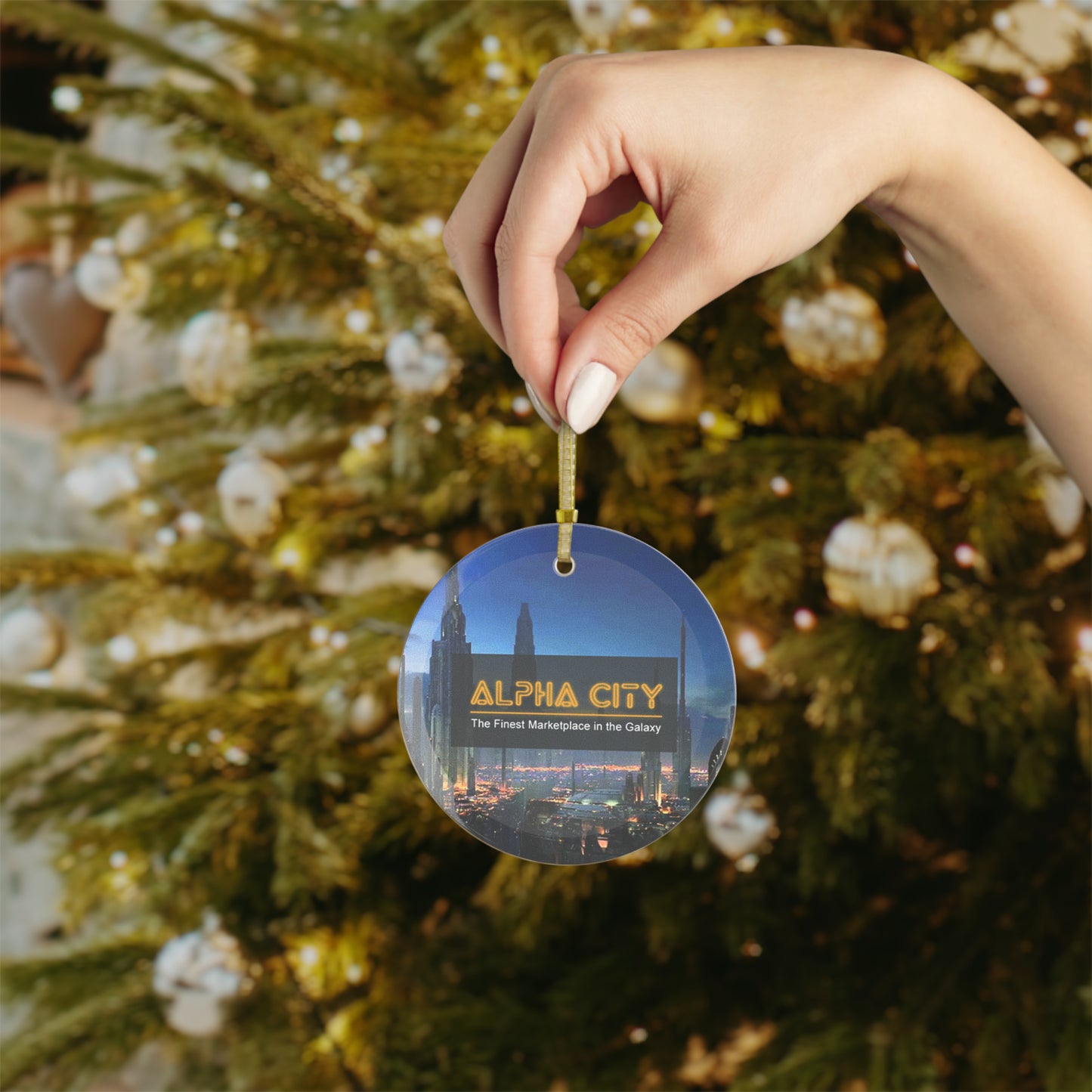 Alpha City Marketplace Glass Ornament