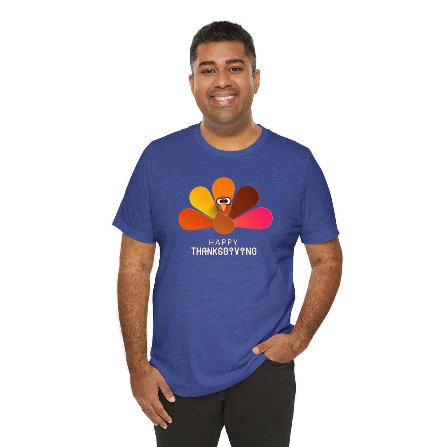 Happy Thanksgiving: “Happy Thanksgiving” Peacock-Style Turkey T-Shirt