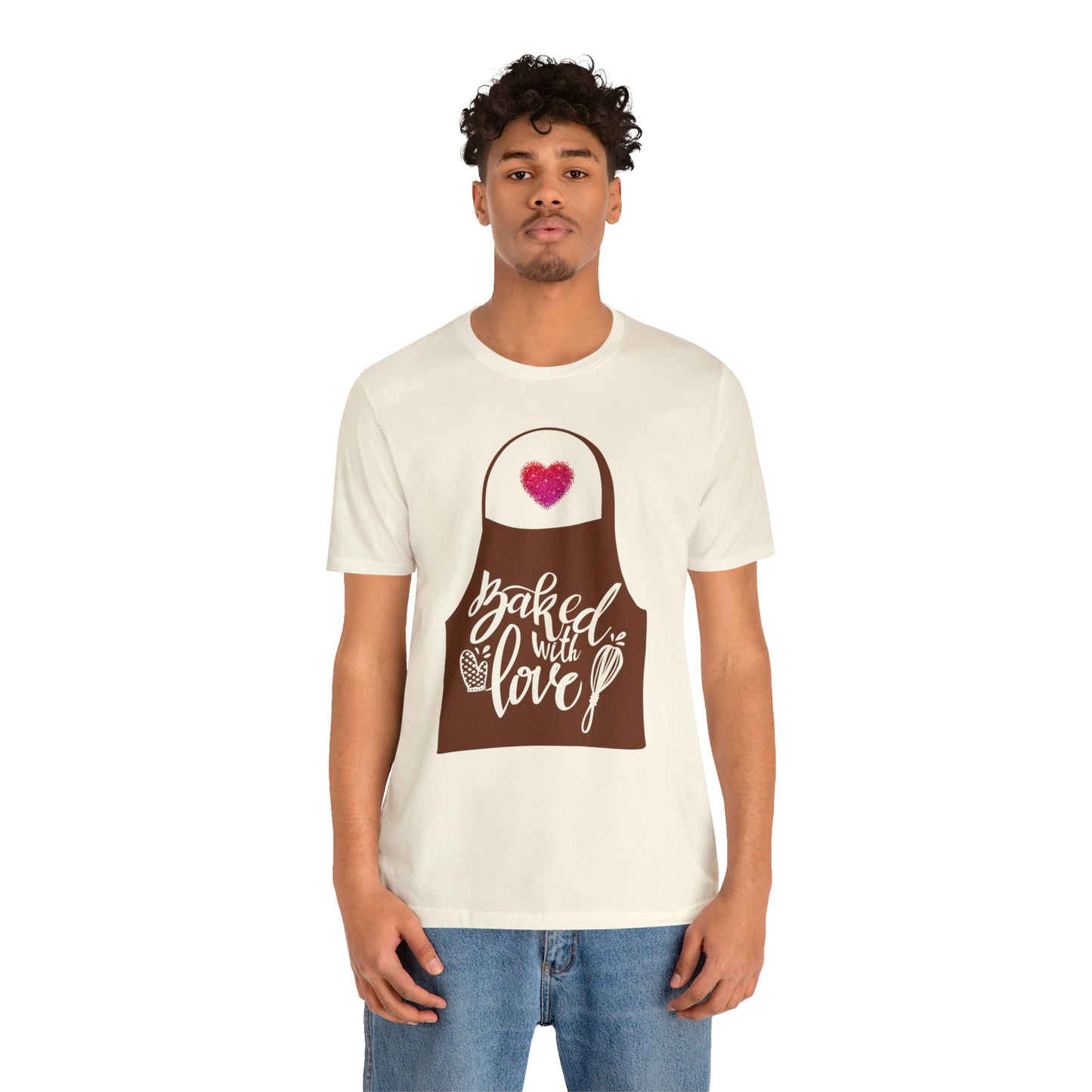 “Baked With Love” Apron image - Bella + Canvas 3001 Unisex Jersey Short Sleeve Tee