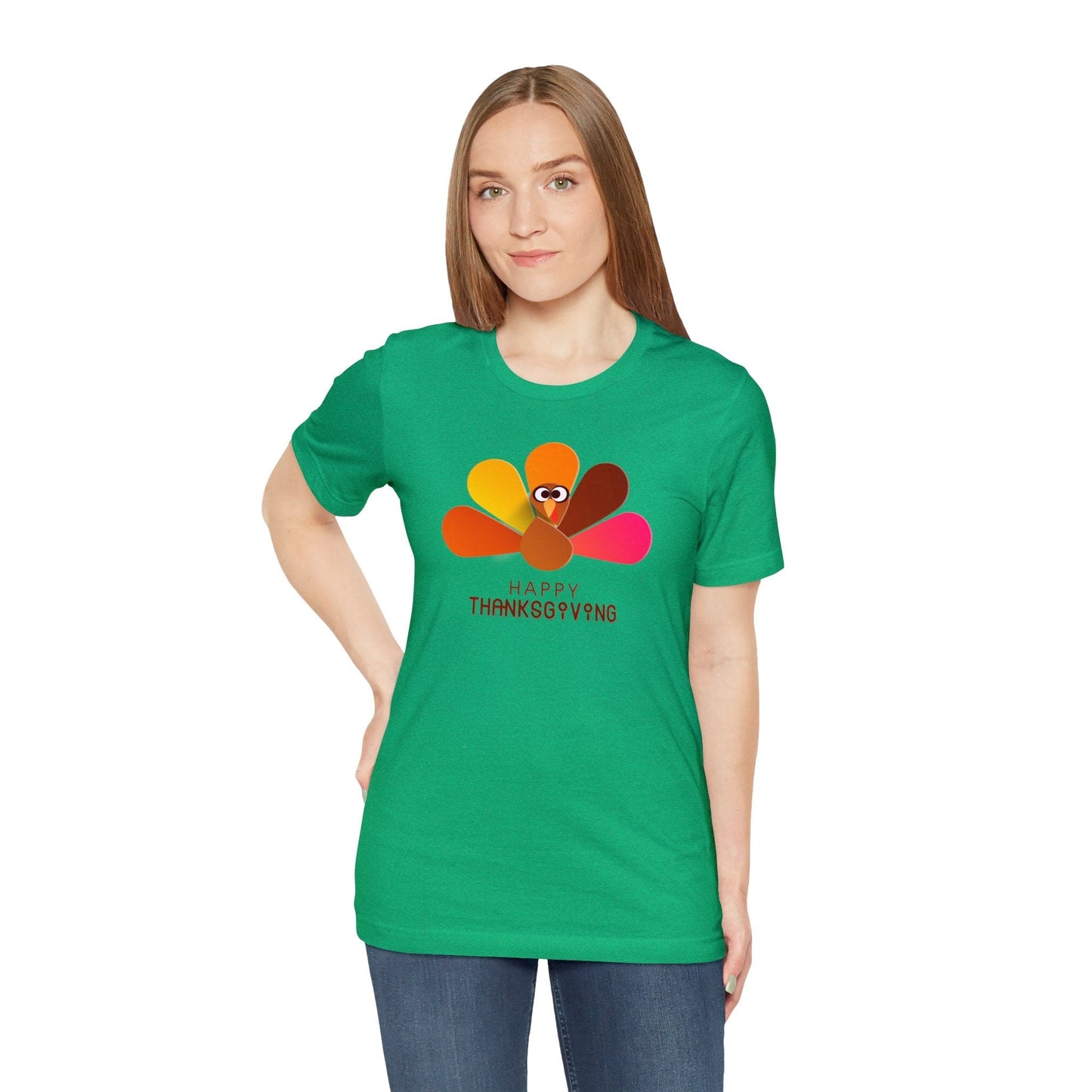 Happy Thanksgiving: “Happy Thanksgiving” Peacock-Style Turkey T-Shirt