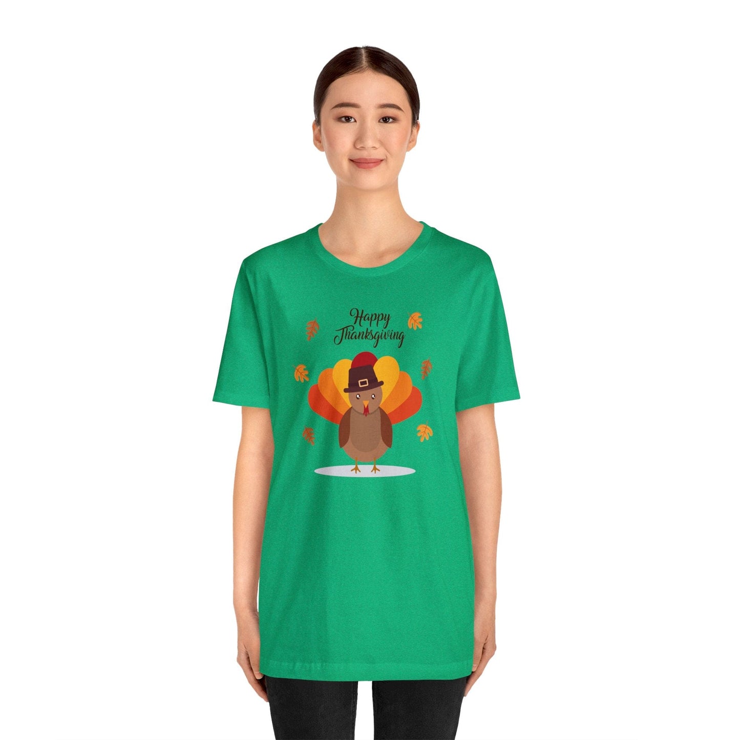 Happy Thanksgiving: “Happy Thanksgiving” w/Cheerful Turkey Design T-Shirt