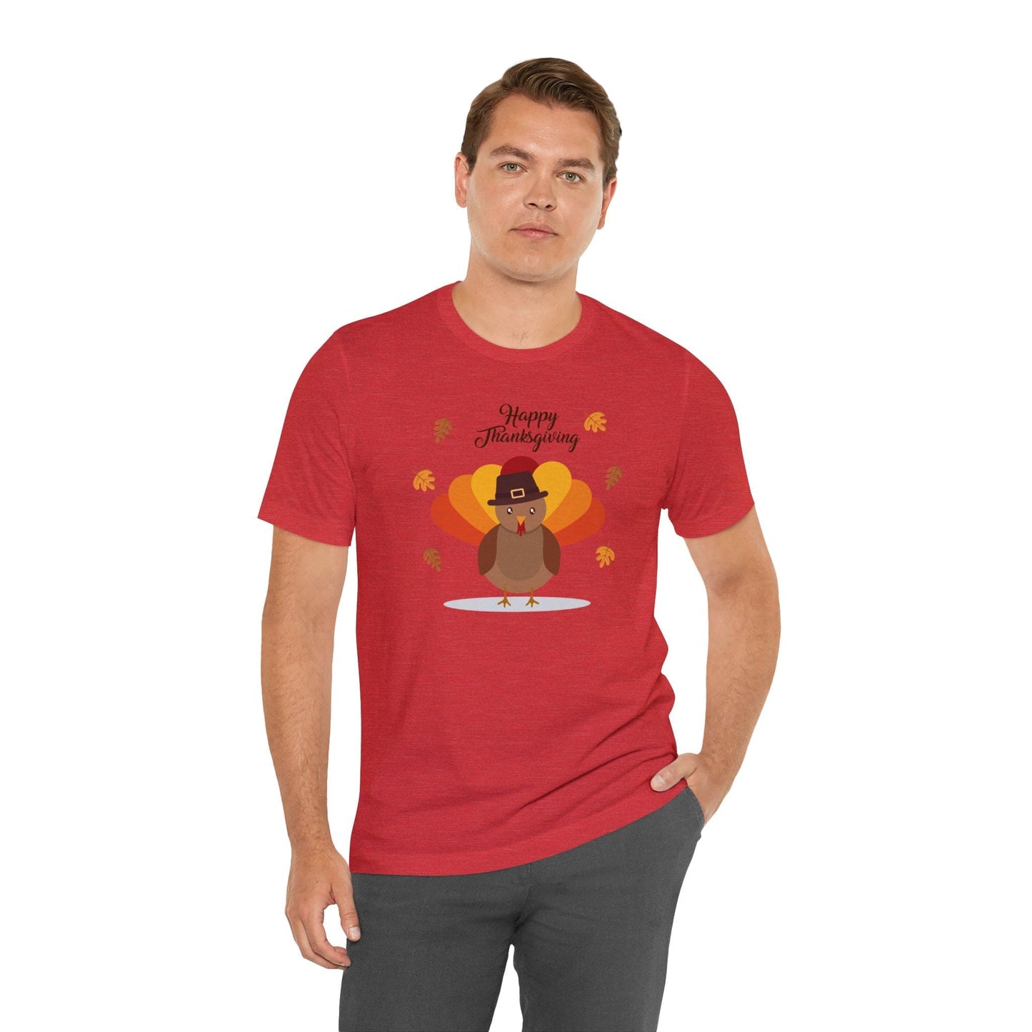 Happy Thanksgiving: “Happy Thanksgiving” w/Cheerful Turkey Design T-Shirt