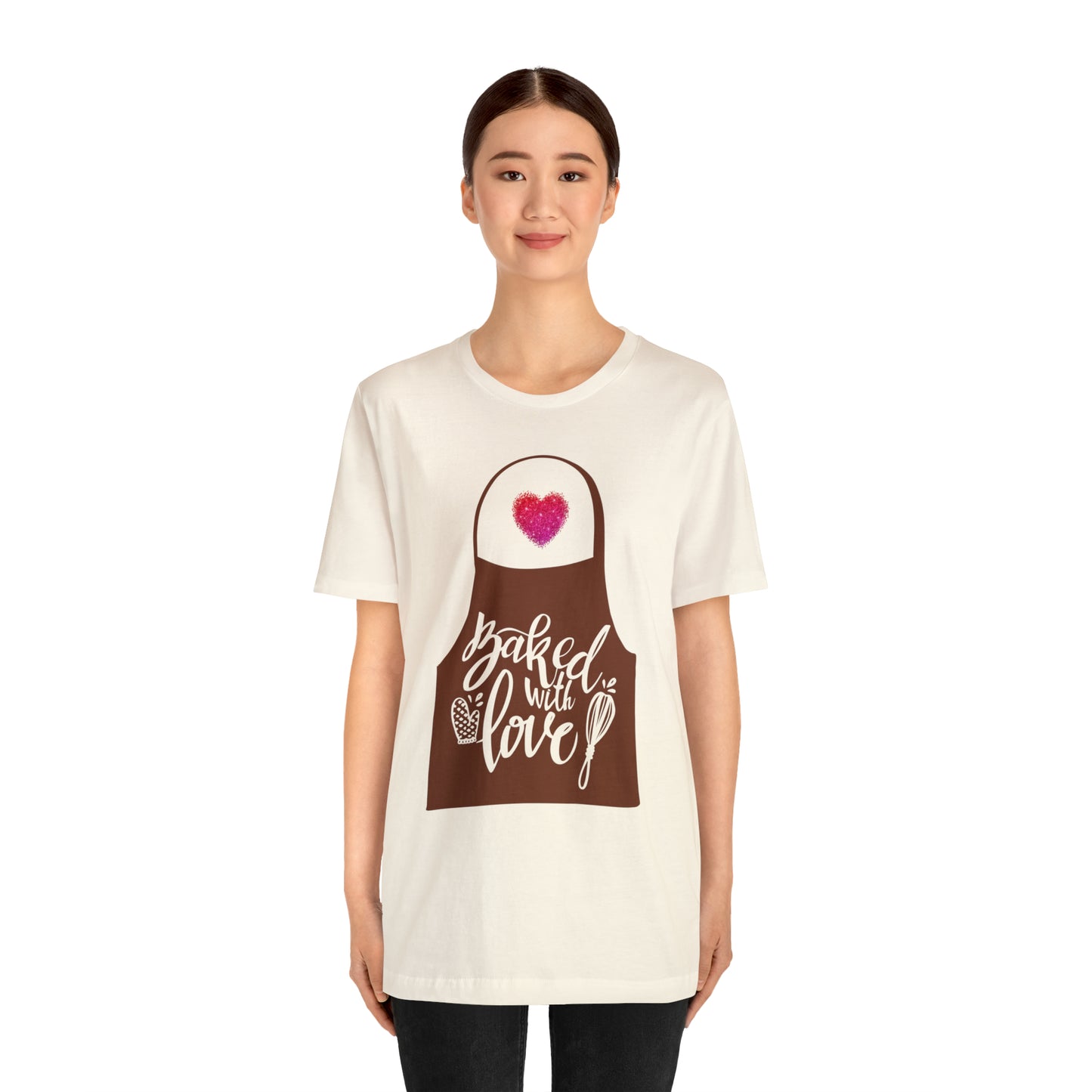“Baked With Love” Apron image - Bella + Canvas 3001 Unisex Jersey Short Sleeve Tee