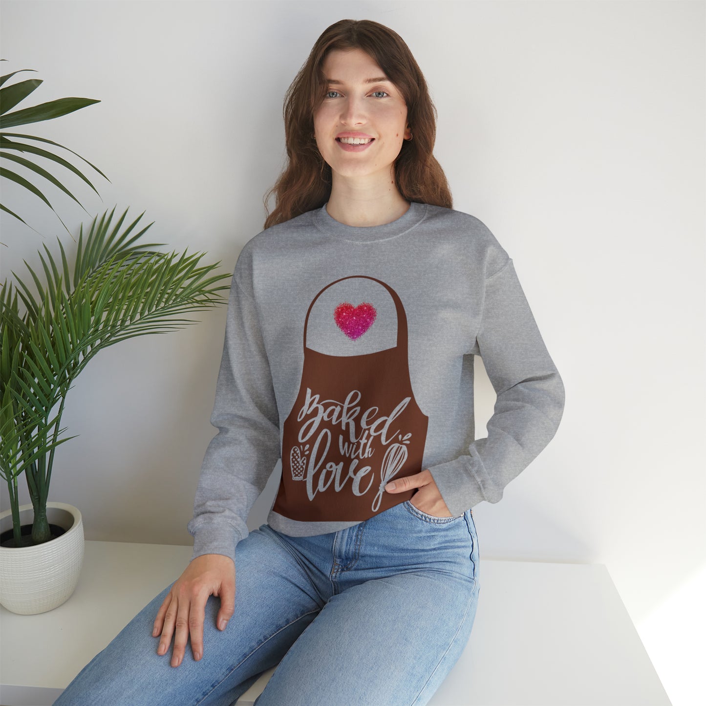 “Baked With Love” Apron image - Gildan 18000 Unisex Heavy Blend™ Crewneck Sweatshirt