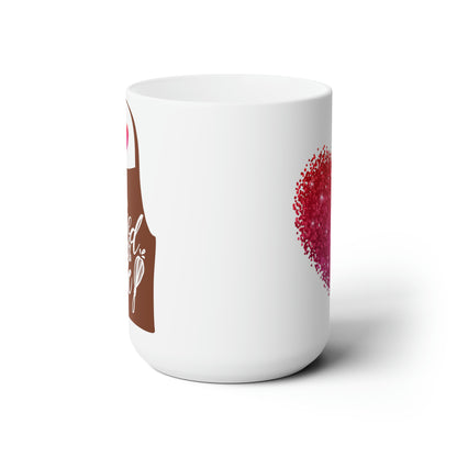 “Baked With Love” Apron & Heart images - Two-Sided Glossy White Ceramic Mug 15oz